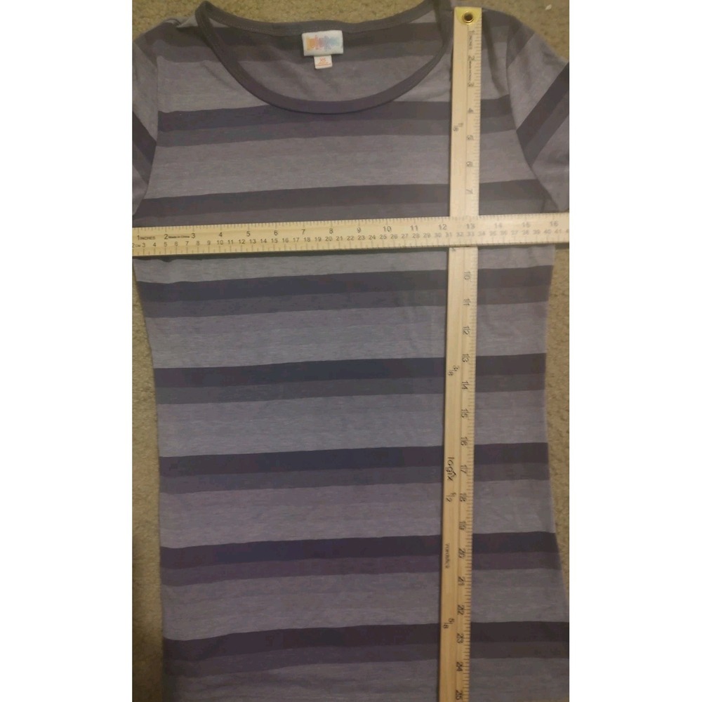 LuLa Roe Lavender and Purple Striped Simple 3/4 Sleeve Size XS